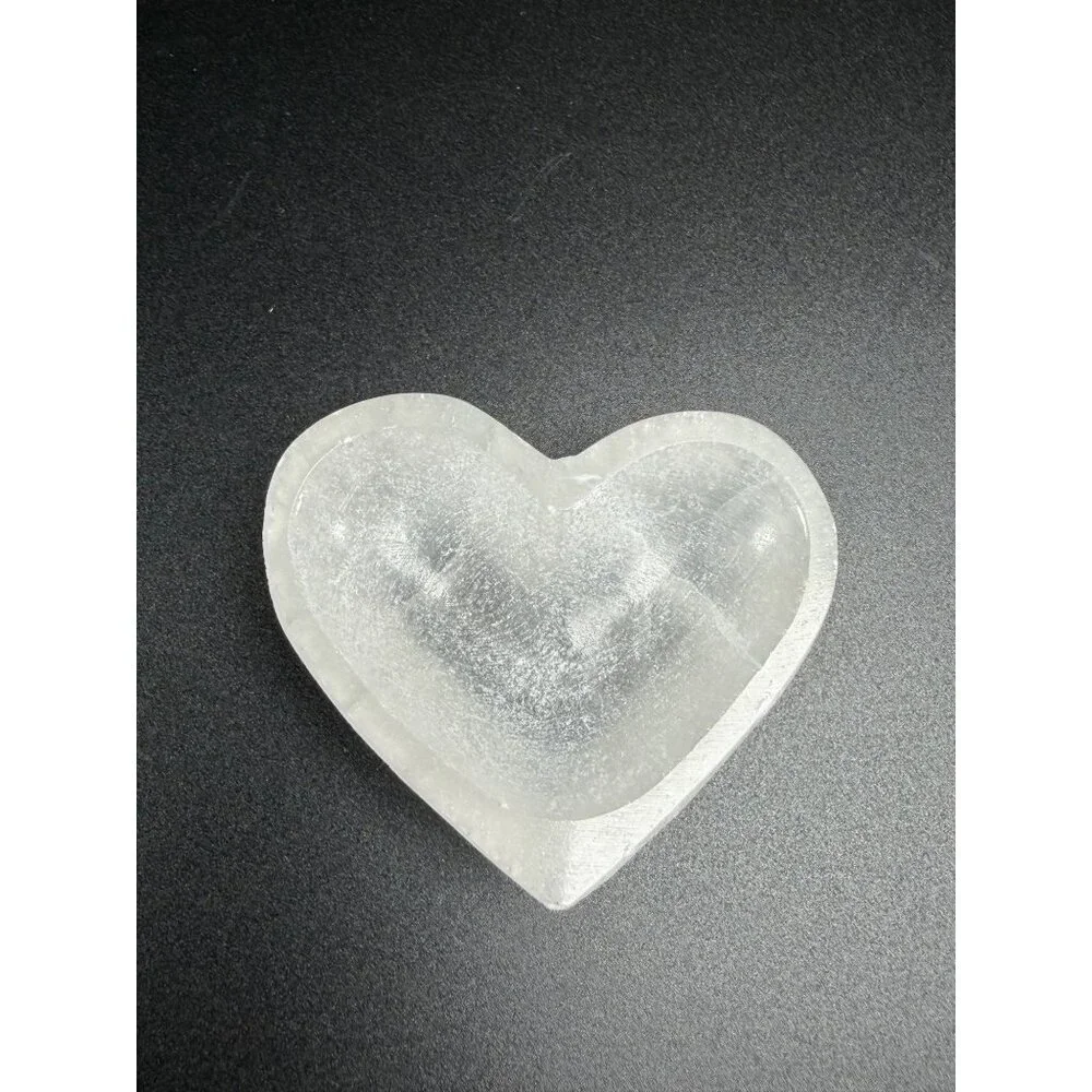 Natural Selenite Heart Charing Bowl Stone Healing Crystal Cleansing 2
